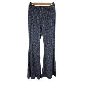 Ktk Women's Junior Blue Mini Floral Flare Leggings Pants Stretchy Size L